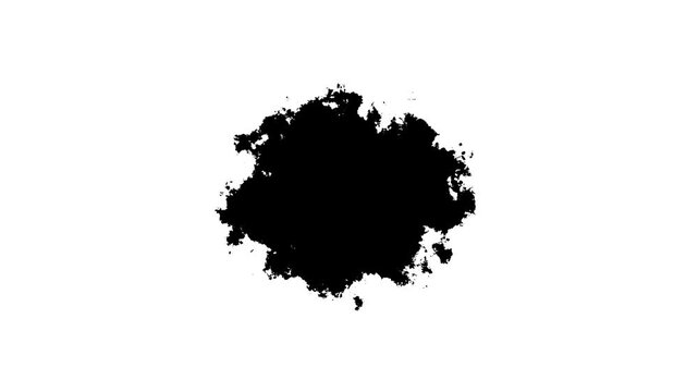 ink transition splatter blot spreading left to right turbulent moving, Ink brush stroke transition. Abstract ink brush slow. ink drop spreading animation, 4k overlay with alpha channel.