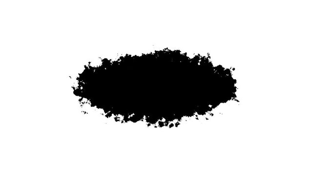 ink transition splatter blot spreading left to right turbulent moving, Ink brush stroke transition. Abstract ink brush slow. ink drop spreading animation, 4k overlay with alpha channel.