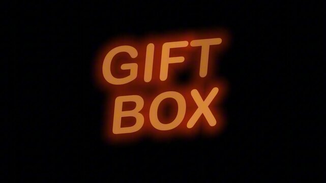Vibrant Orange Neon Sign 'GIFT BOX' with Continuous Loop on Transparent Alpha Channel, Great for E-commerce Gift Campaigns