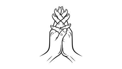 Obraz premium Hands Clasped in a Detailed Mudra Gesture for Meditation and Spiritual Practice on an Isolated White Background