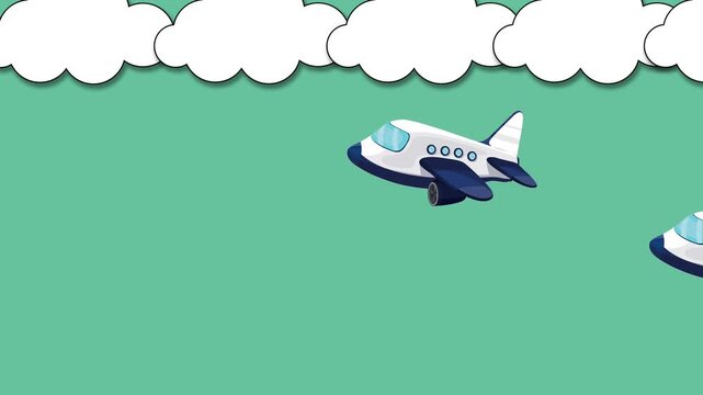 vector illustration cloud and plane video hd 4k