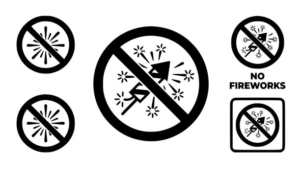 No Fireworks Allowed Symbol Vector EPS 10 Illustration Safety Warning Icon