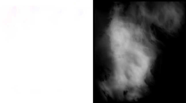 Atmospheric white smoke on black background, ethereal fog texture for compositing, mystical vapor and steam cloud overlay for creative design