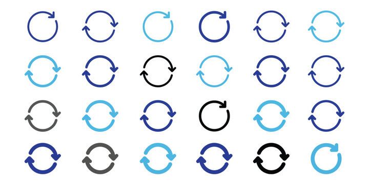 Colorful circular arrow icons set vector design