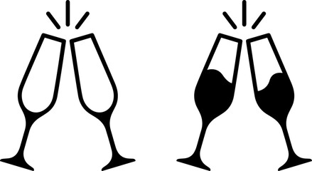 Two champagne glasses clinking icon set © mohammad