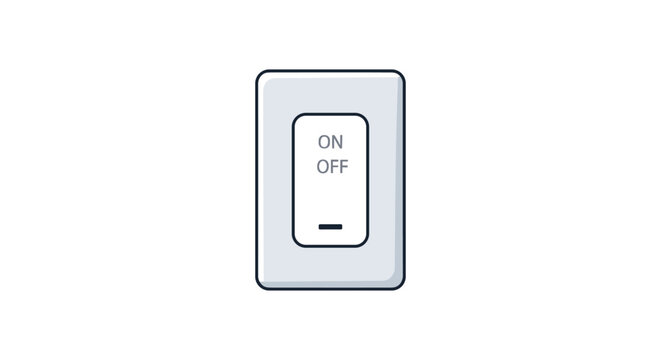 Standard plastic wall light switch set to the off position with subtle gray shading shown on a plain white background.