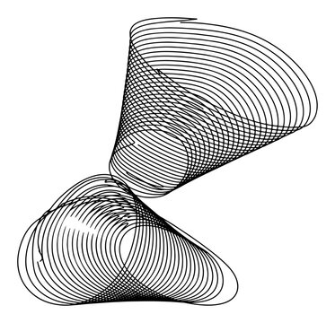 Abstract Geometric Spiral Wireframe Illustration, Hand Drawn Line Art Cone Shapes for Modern Minimalist Design, Mathematical Pattern