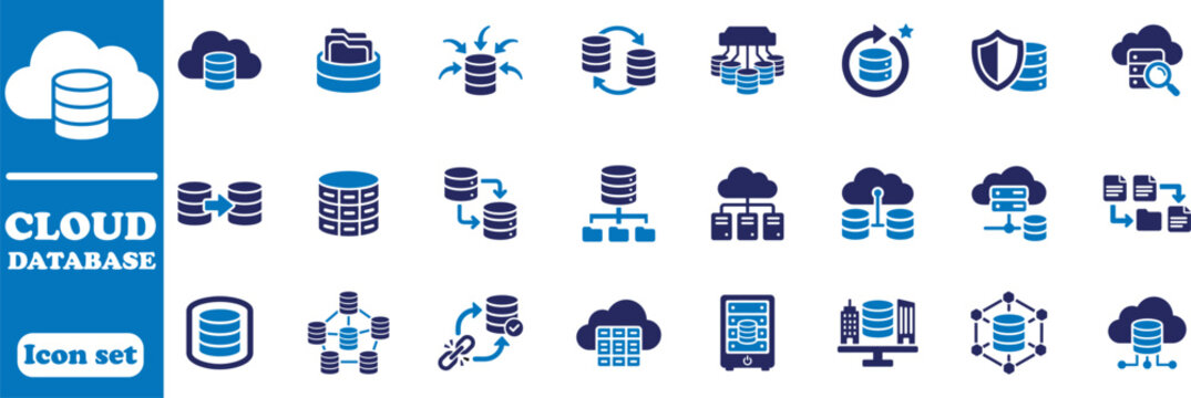 Cloud database icon set 24  cloud computing symbols