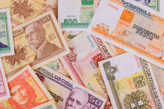 Cuban convertible pesos CUC paper money assortment issued by national Bank of Cuba