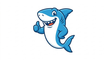 Naklejka premium Cartoon Shark Mascot Thumbs Up Vector EPS 10 Illustration with Friendly Ocean Character