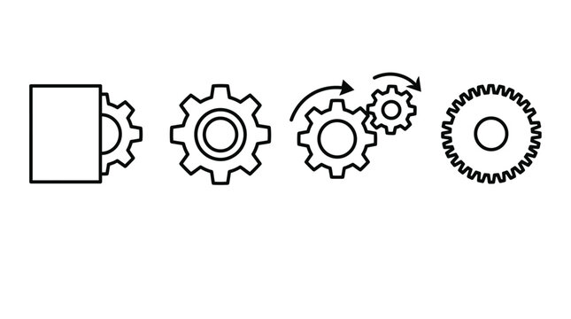 Mechanical gear icons with motion arrow Vector