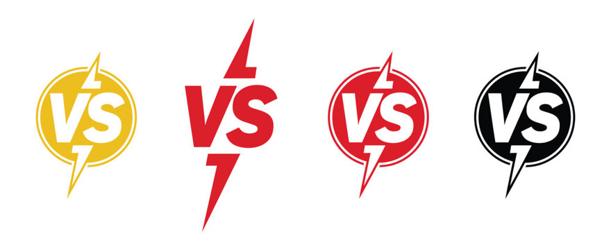 VS battle logo vector icon, bold competitive VS symbol composition with explosive comic style elements for esports tournament versus fight branding concept illustration design