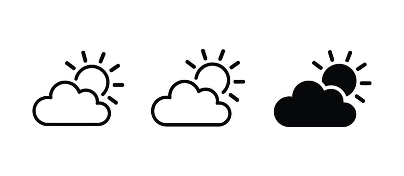 Weather icon set vector illustration for digital UI design with sun rain cloud snow wind storm forecast symbols for mobile and web applications interface graphics