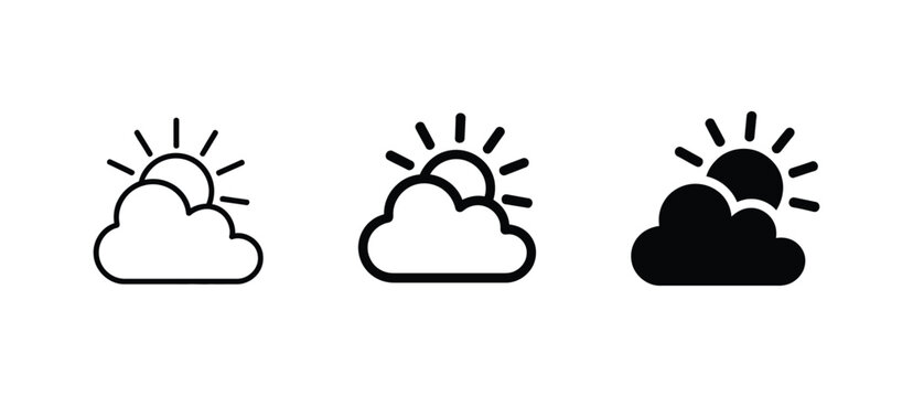 Weather icon set vector illustration for digital UI design with sun rain cloud snow wind storm forecast symbols for mobile and web applications interface graphics