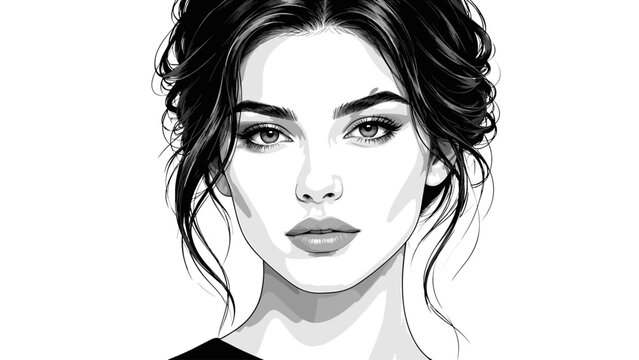 Black and white female beauty portrait with strong cheekbone and elegant profile, woman, portrait, monochrome, beauty, face,