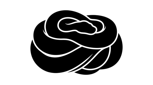 Coiled snake silhouette on white background.