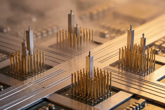 Precision test socket with pogo pins mounted on an electronic circuit board