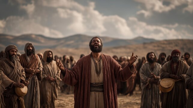 As King Aram stands before his warriors, his courage teaches that a leader's strength is measured by the hope and unity he inspires in his people.

