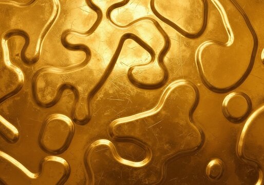 Abstract golden texture with fluid, wavy lines and shapes  