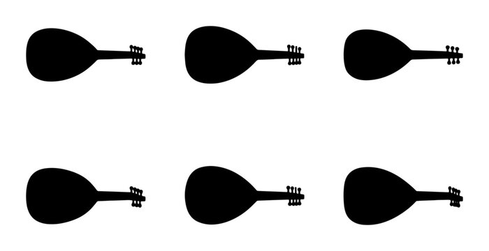 Saz Instrument Silhouettes, Turkish Lute Vector Icons, Traditional Music Symbols
