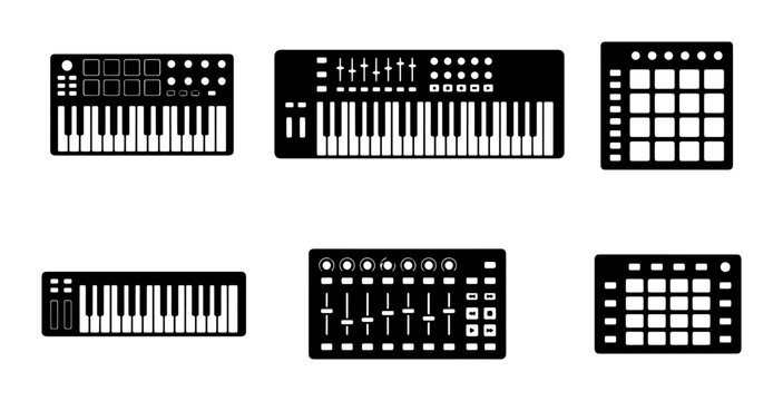 Music Production Gear Icons, Electronic Instruments, Digital Audio Workstation Controllers