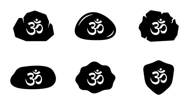 Om Symbol Stones, Sacred Aum Icons, Spiritual Zen Rocks, Meditation Elements