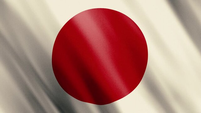 Japanese Hinomaru flag waving close up &mdash; realistic 3D loop for Olympic cultural and news content