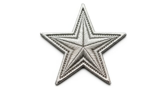 Silver star patch isolated on white background