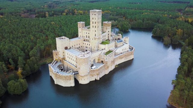 Aerial View of Modern Castle in Stobnica, Poland