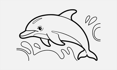 Obraz premium Dolphin outline line art icon set vector illustration design