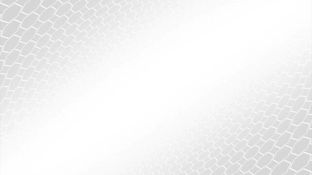 Abstract hexagonal grid pattern moving over light white background geometry structure honeycomb tech minimalist