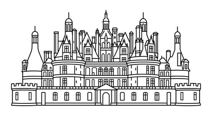 Fototapeta premium A detailed line drawing of a grand historic royal palace structure