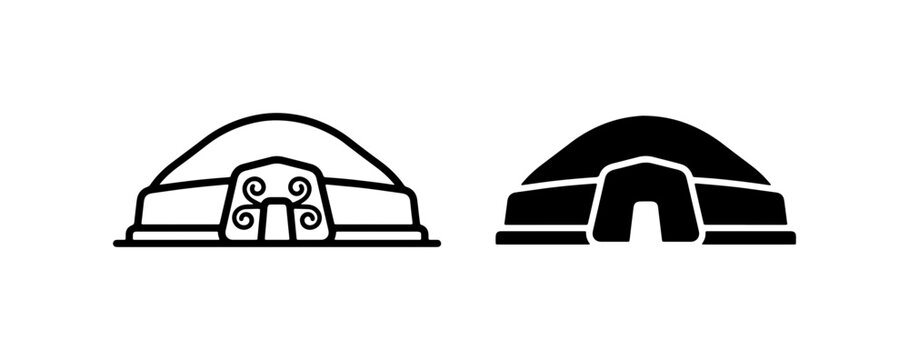 Ancient Tomb Icon, Neolithic Burial Mound, Megalithic Structure Symbol