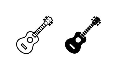 Fototapeta premium Ukulele Icon Set, Musical Instrument Vector Graphics, Acoustic Guitar Outline