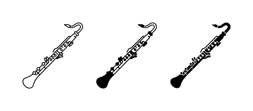Oboe Vector Icons: Outline, Silhouette, and Detailed Illustration