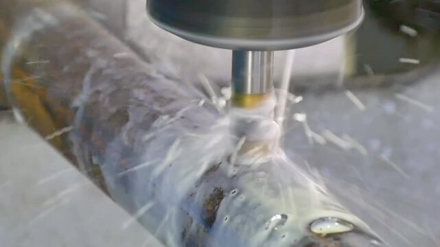 In a lively workshop, sparks fly as skilled hands shape metal with precision. A machine expertly grinds and polishes, revealing shiny surfaces while the rhythm of work fills the air.