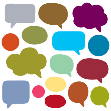 Colorful speech and thought bubbles set
