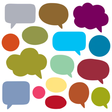 Colorful speech and thought bubbles set