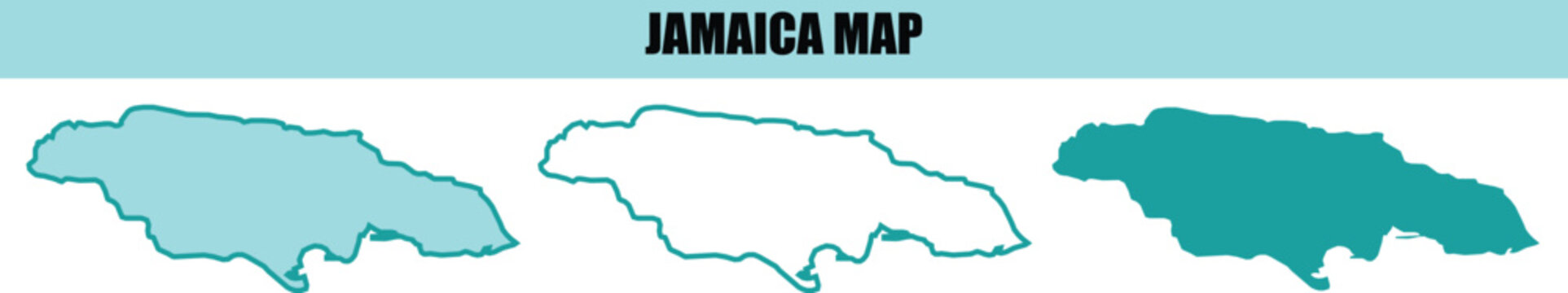 Jamaica map in light blue and dark blue, country geography, caribbean island nation silhouette.