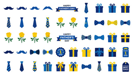 Fototapeta premium Set of various mens accessories and gifts for fathers day celebration on blue background