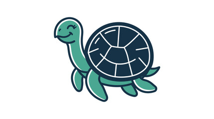 Obraz premium A simple vector illustration of a cute green sea turtle