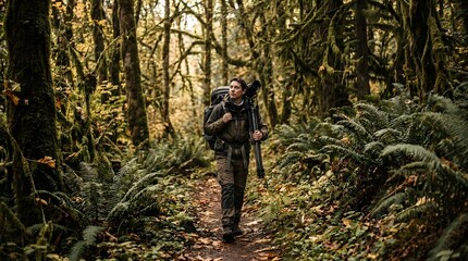 Naklejka premium World photography day capturing nature with camera in hand