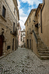 Obraz premium Barrea. Views of the historic center and the Monumental Castle.