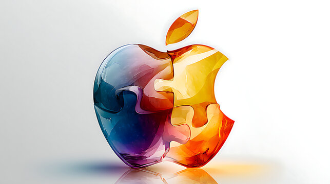 An illustration of the Apple logo composed of puzzle pieces.