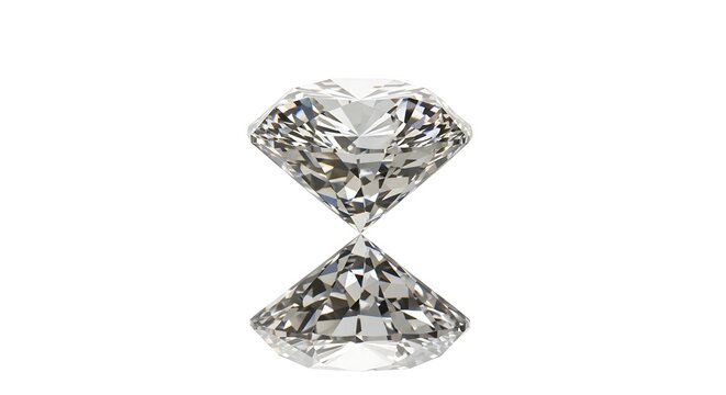 High-definition Koohiji Diamond gem floating elegantly with crisp reflection on pure white background, minimum shadows.