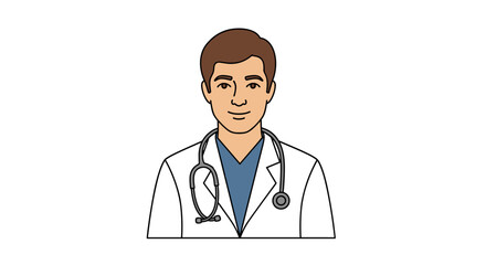 Fototapeta premium Smiling Male Doctor Avatar with Stethoscope