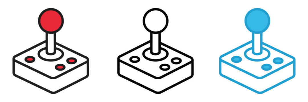 Retro Arcade Joystick with Play Games Text, Colorful Cartoon Hand Drawn Illustration for Gaming Posters and Promotional Graphics