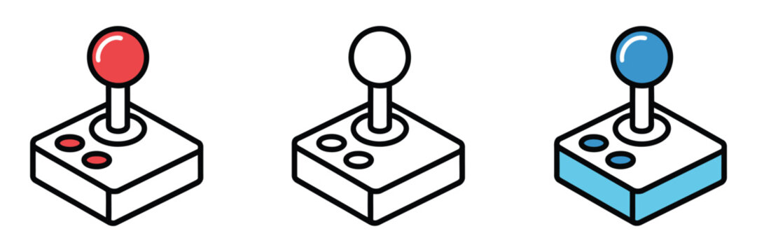 Retro Arcade Joystick with Play Games Text, Colorful Cartoon Hand Drawn Illustration for Gaming Posters and Promotional Graphics