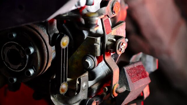 old gear shift box for front-wheel drive car cleaning from dirt with chemical agent and rinsing with water vertical video