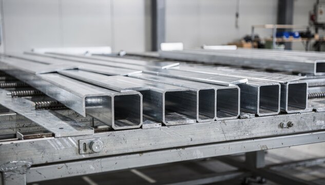 Medium shot showcasing dimensionally stable floor truss chords arranged on a workstation emphasizing durable material and uniform profiling for strong construction bases.